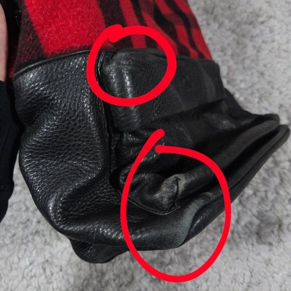 READ Mcq by Alexander Mcqueen Red Black Buffalo Plaid Wool Leather Backpack - Picture 7 of 16